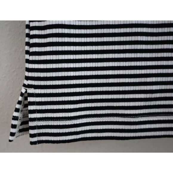 SPANX 21030R Women's Sz XS Black/White Striped Stretch Ribbed Polo Top - Picture 5 of 8